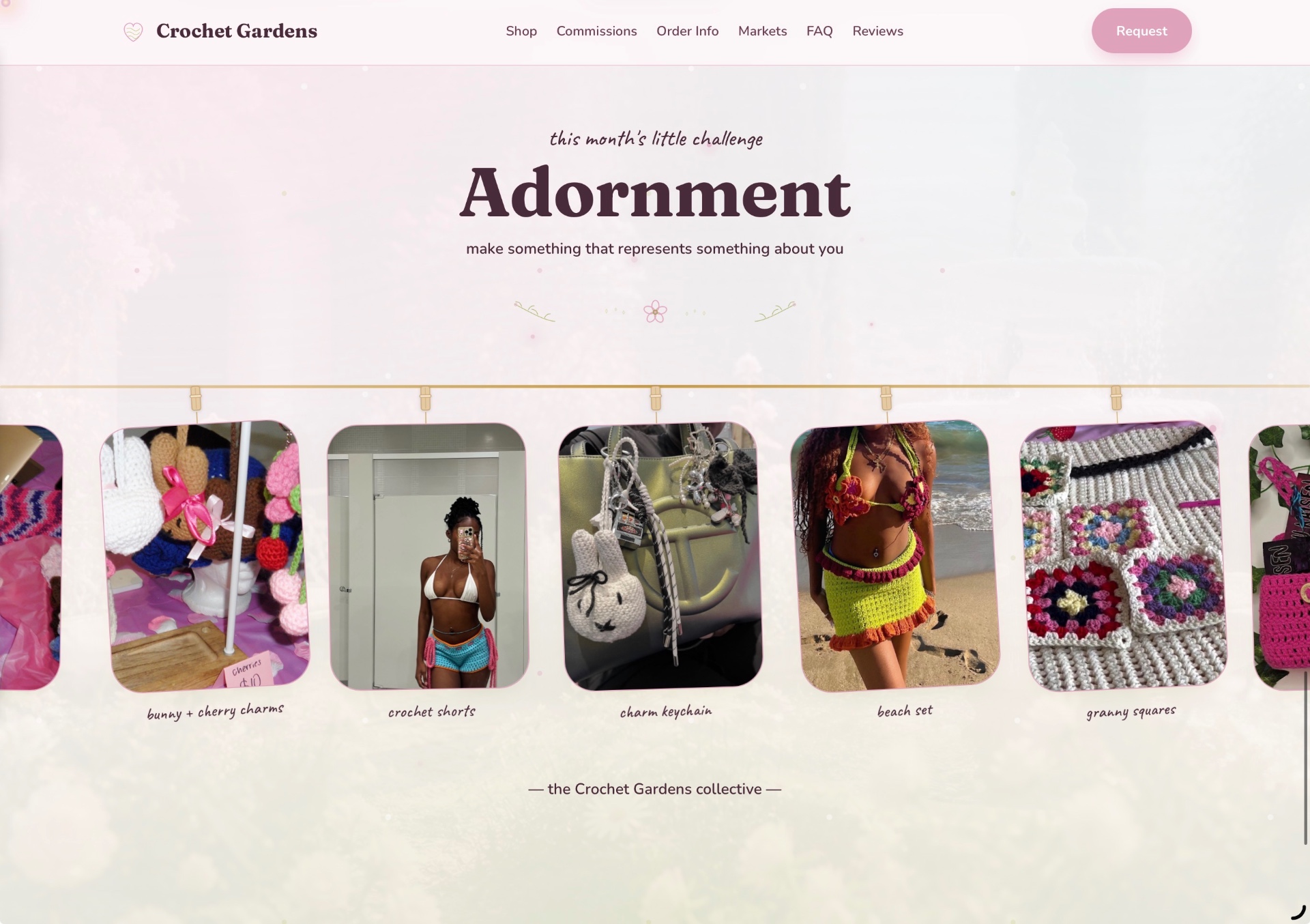 Crochet Gardens website built by StudioJems, shown on a MacBook